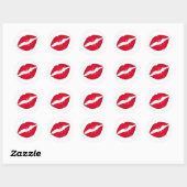 Sticker Rond Rouge à lèvres rouge riche (Feuille)