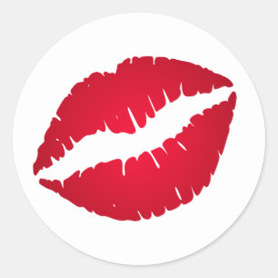 Sticker Rond Rouge à lèvres rouge riche