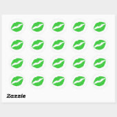 Sticker Rond Rouge à lèvres vert citron imprimé (Feuille)