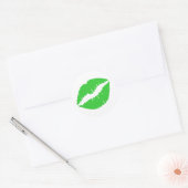 Sticker Rond Rouge à lèvres vert citron imprimé (Enveloppe)