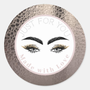Sticker Rond Rouge Abstrait Rose Doré Maquillage Moderne Glamou
