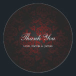 Sticker Rond Rouge & Black Damask Gothique Dark Romantic<br><div class="desc">Autocollants Rouge & Black Damask Gothique Dark Romantic. Cartons d'invitation assortis disponibles.</div>