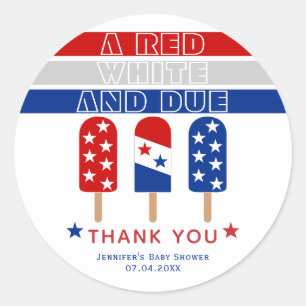 Sticker Rond Rouge blanc 4 juillet coquelicots baby shower