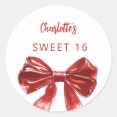 Sticker Rond Rouge blanc arc doux 16 (Devant)