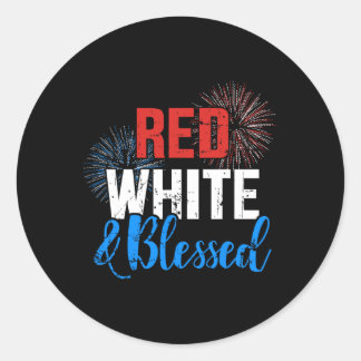Sticker Rond Rouge Blanc Bénis pour la fête de l'indépendance d