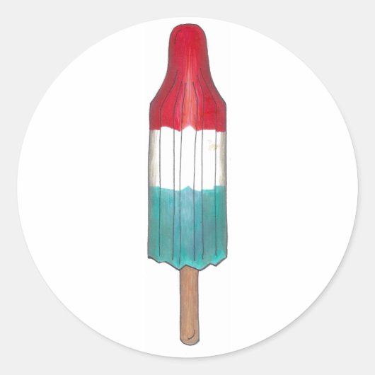 Sticker Rond Rouge Blanc Bleu Rocket Popsicle Patriotique USA (Devant)