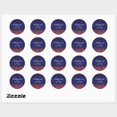 Sticker Rond Rouge Blanc & Bleu Séquins 4 juillet Fête (Feuille)