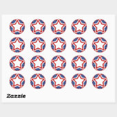 Sticker Rond Rouge blanc & bleu Star Design pour ajouter du tex (Feuille)