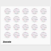 Sticker Rond Rouge, Blanc & Due ! baby shower 4 juillet (Feuille)