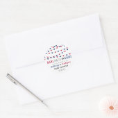 Sticker Rond Rouge, Blanc & Due ! baby shower 4 juillet (Enveloppe)