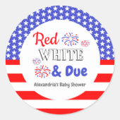 Sticker Rond Rouge blanc et Baby shower dû (Devant)