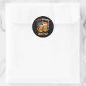 Sticker Rond Rouge Blanc Et Bière (Sac)
