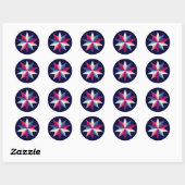 Sticker Rond Rouge, blanc et bleu (Feuille)