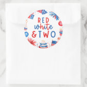 Sticker Rond Rouge, blanc et deux 4 juillet fête du 2e annivers (Sac)
