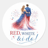 Sticker Rond Rouge Blanc et je fais un mariage américain (Devant)