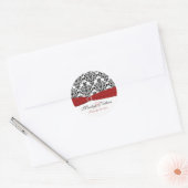 Sticker rond rouge, blanc et noir Damask 1,5 pouce (Enveloppe)