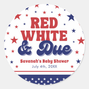 Sticker Rond Rouge, blanc et plein 4 juillet Baby shower patrio