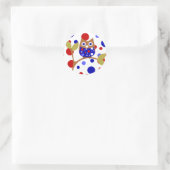 Sticker Rond Rouge, Blanc et Who Owl ! (Sac)