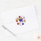 Sticker Rond Rouge, Blanc et Who Owl ! (Enveloppe)