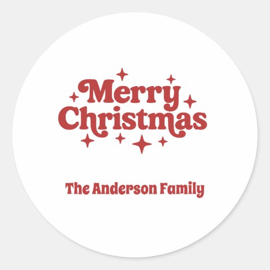 Sticker Rond Rouge blanc Joyeux Noël faveur (Devant)