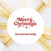 Sticker Rond Rouge blanc Joyeux Noël faveur