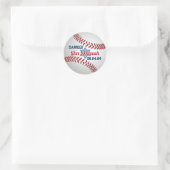 Sticker Rond Rouge, Blanc, Marin Bar Mitzvah de baseball (Sac)
