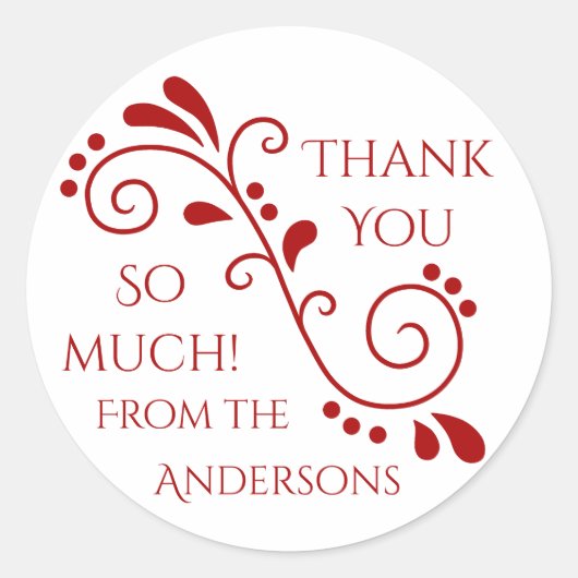 Sticker Rond Rouge blanc merci (Devant)