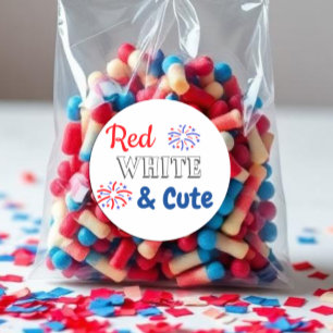 Sticker Rond Rouge Blanc & Mignon 4 juillet