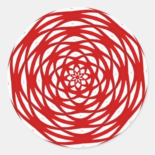 Sticker Rond Rouge blanc Noël moderne Circle Design Motif (Devant)