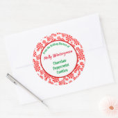 Sticker Rond Rouge Blanc Peppermenthe Motif modifiable (Enveloppe)