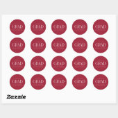 Sticker Rond Rouge Blanc Personnalisé Graduation Moderne (Feuille)