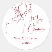 Sticker Rond Rouge blanc rennes abstraits Noël moderne (Devant)