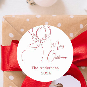 Sticker Rond Rouge blanc rennes abstraits Noël moderne