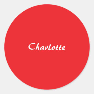 Sticker Rond Rouge blanc Script élégant minimaliste Nom moderne