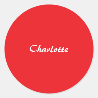 Sticker Rond Rouge blanc Script élégant minimaliste Nom moderne