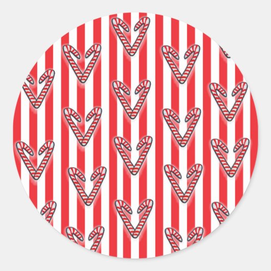 Sticker Rond Rouge Blanc Stripes Lollipops Coeurs (Devant)