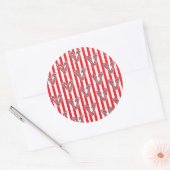 Sticker Rond Rouge Blanc Stripes Lollipops Coeurs (Enveloppe)