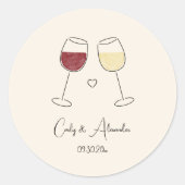 Sticker Rond Rouge Blanc Vin Verre de mariage Favour Enveloppe (Devant)