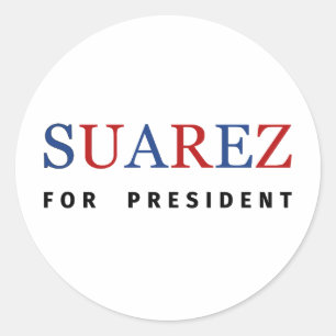 Sticker Rond Rouge bleu moderne Francis Suarez, président