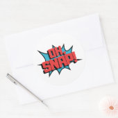Sticker Rond Rouge bleu Oh Snap Pop Art (Enveloppe)