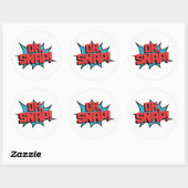 Sticker Rond Rouge bleu Oh Snap Pop Art (Feuille)