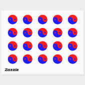 Sticker Rond Rouge bleu Yin Yang (Feuille)