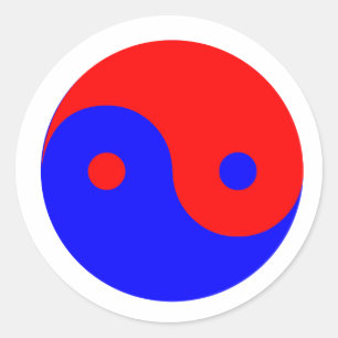 Sticker Rond Rouge bleu Yin Yang