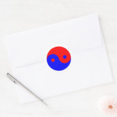 Sticker Rond Rouge bleu Yin Yang (Enveloppe)