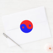Sticker Rond Rouge bleu Yin Yang (Enveloppe)