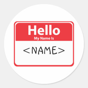 Sticker Rond Rouge Bonjour Je M'appelle , <NAME>
