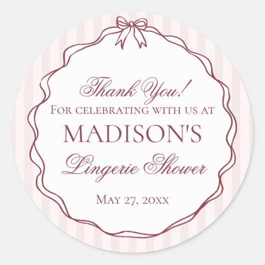 Sticker Rond Rouge Bourgogne Lingerie Douche Enterrement de Vie (Devant)