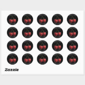 Sticker Rond Rouge brillant Cerises Black Retro Party (Feuille)