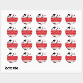 Sticker Rond Rouge cerise en fleurs Sakura Enregistrer la date (Feuille)