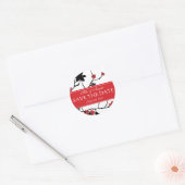 Sticker Rond Rouge cerise en fleurs Sakura Enregistrer la date (Enveloppe)